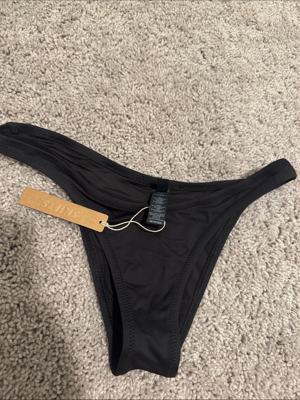 SKIMS Black Women's Swim Bottom - Cheeky Tanga color Onyx